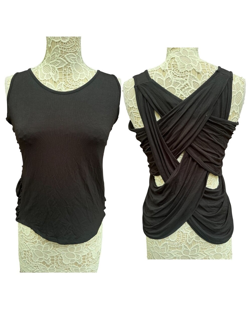 Venus Black Crisscross Back Tank Top Contemporary Streetwear Casual Chic